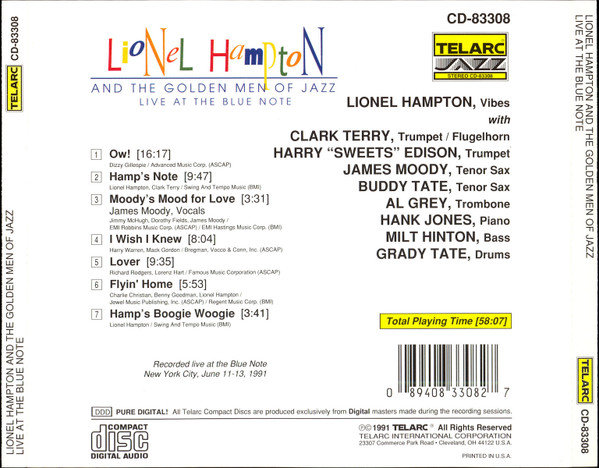 Lionel Hampton And The Golden Men Of Jazz - Live At The Blue Note | Telarc Jazz (CD-83308) - 2