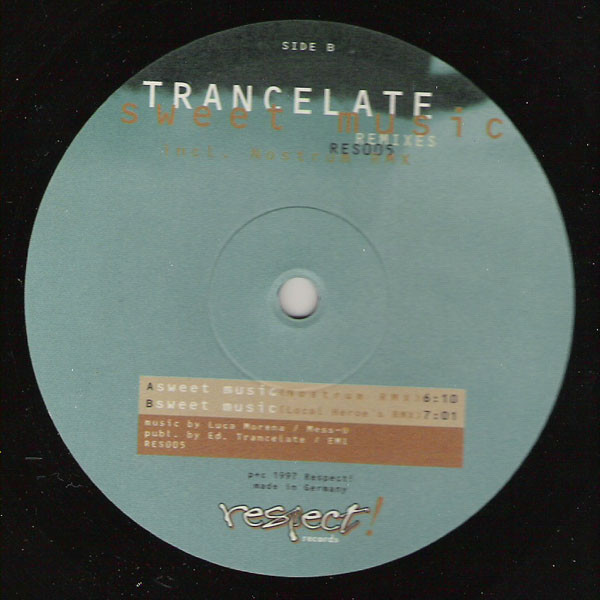 Trancelate - Sweet Music | Respect! Records (RES-005) - main