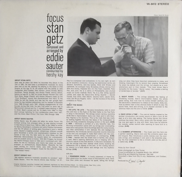 Stan Getz / Eddie Sauter - Focus [Vinyl] | Verve Records (V6-8412) - 2