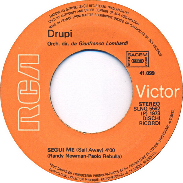 Drupi - Vado Via (Version Originale) | RCA Victor (41.099) - 4