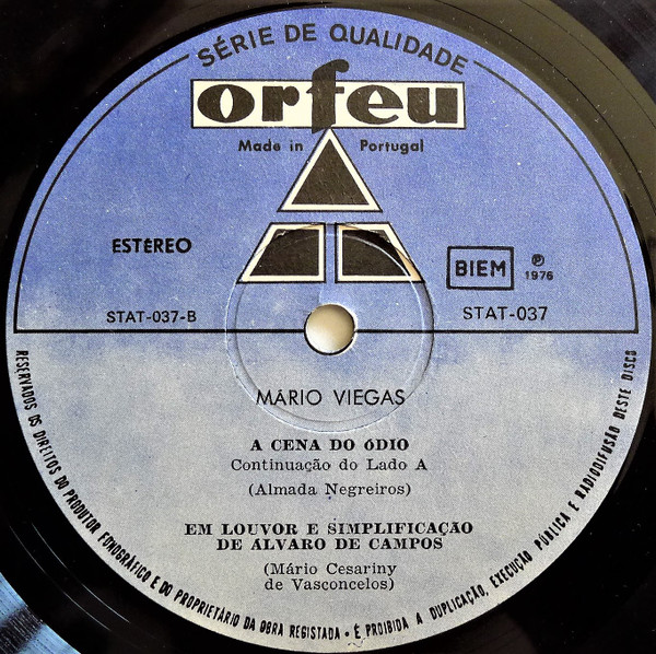 Mário Viegas - Eugénio de Andrade · José De Almada Negreiros · Mário Cesariny - 3 Poemas De Amor, Ódio E Alguma Amargura | Orfeu (STAT 037) - 3 Mário Viegas - Eugénio de Andrade · José De Almada Negreiros · Mário Cesariny - 3 Poemas De Amor, Ódio E Alguma Amargura | Orfeu (STAT 037) - 3
