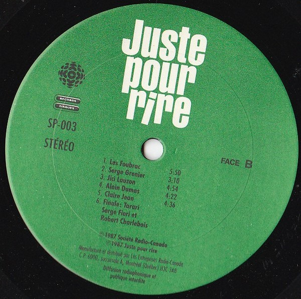 Various - Juste Pour Rire - Festival 1987 | Juste Pour Rire (SP-003) - 4 Various - Juste Pour Rire - Festival 1987 | Juste Pour Rire (SP-003) - 4