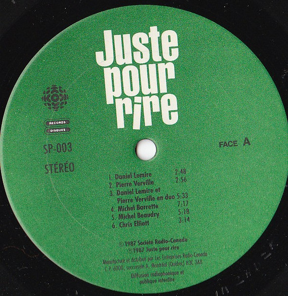 Various - Juste Pour Rire - Festival 1987 | Juste Pour Rire (SP-003) - 3 Various - Juste Pour Rire - Festival 1987 | Juste Pour Rire (SP-003) - 3