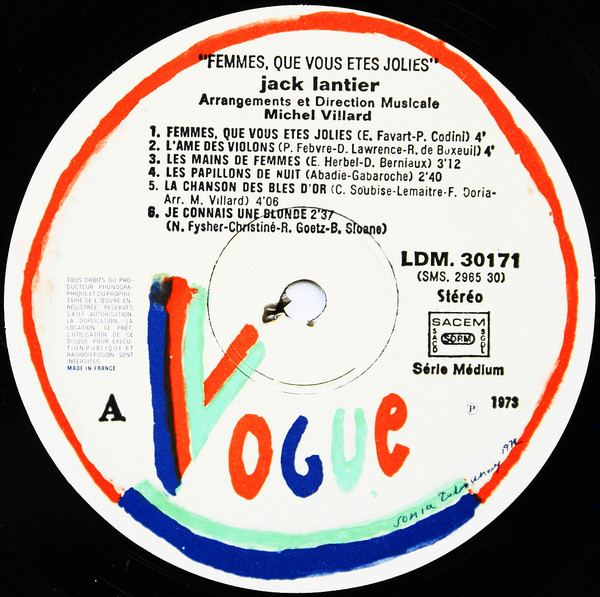Jack Lantier - Femmes, Que Vous Etes Jolies | Vogue (LD. 30.171) - 3