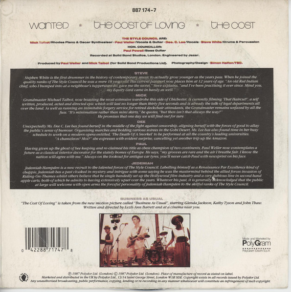 The Style Council - Wanted Or Waiter, There's Some Soup In My Flies | Polydor (887 174-7) - 2 The Style Council - Wanted Or Waiter, There's Some Soup In My Flies | Polydor (887 174-7) - 2