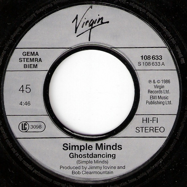Simple Minds - Ghostdancing | Virgin (108 633) - 3