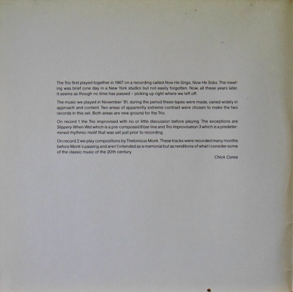 Chick Corea , Miroslav Vitous , Roy Haynes - Trio Music | ECM Records (ECM 1232/33) - 2