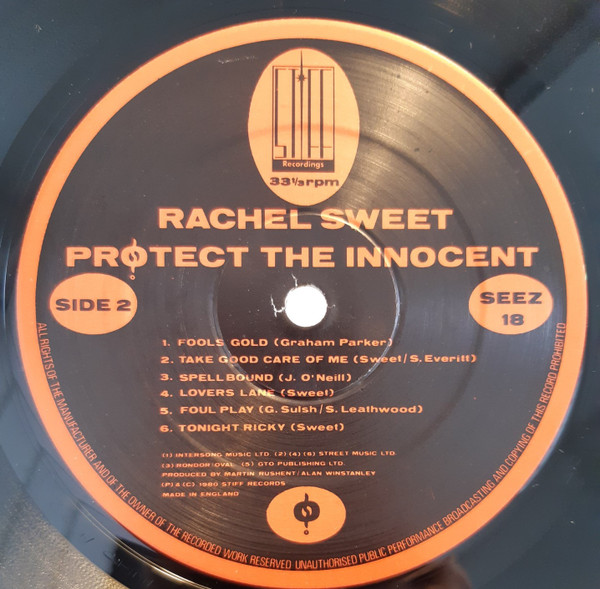 Rachel Sweet - Protect The Innocent | Stiff Records (SEEZ 18) - 4