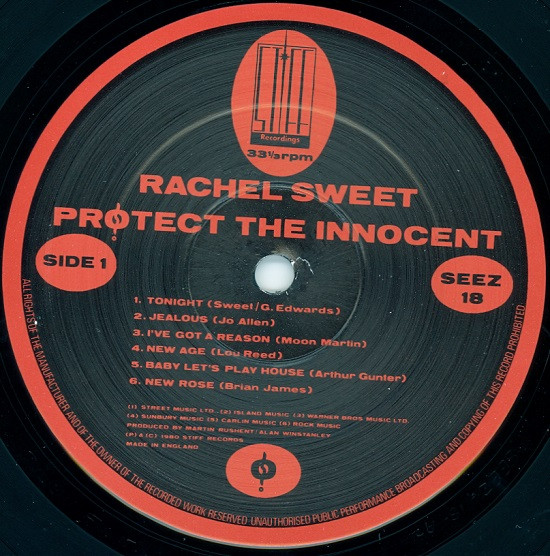 Rachel Sweet - Protect The Innocent | Stiff Records (SEEZ 18) - 3