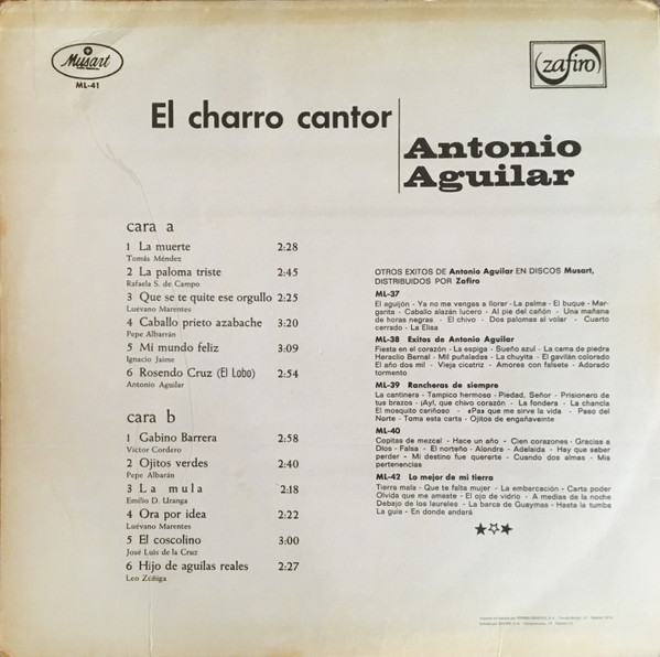 Antonio Aguilar Barraza - El Charro De México | Zafiro (ML-41) - 2
