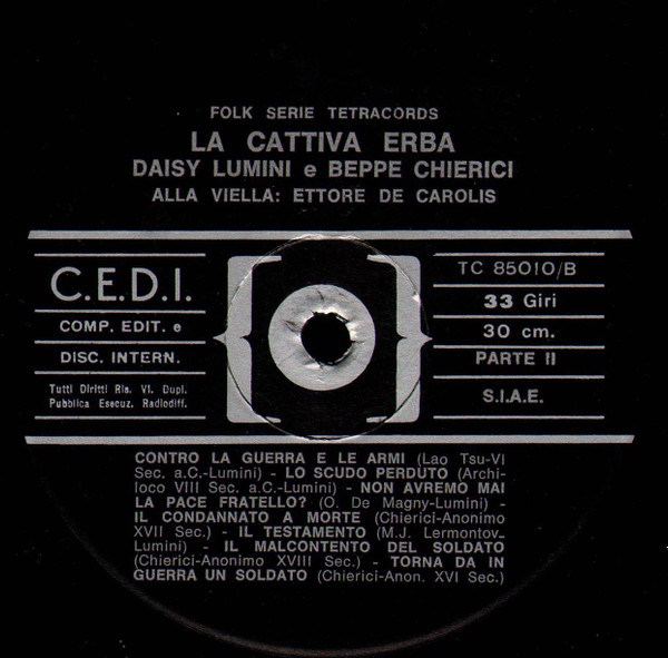 Daisy Lumini E Beppe Chierici - La Cattiva Erba | C.E.D.I. (TC 85010) - 3 Daisy Lumini E Beppe Chierici - La Cattiva Erba | C.E.D.I. (TC 85010) - 3
