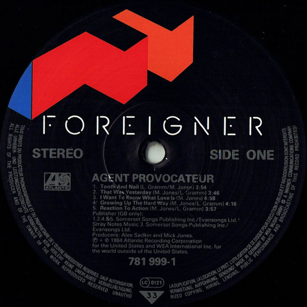 Foreigner - Agent Provocateur | Atlantic (781 999-1) - 2 Foreigner - Agent Provocateur | Atlantic (781 999-1) - 2