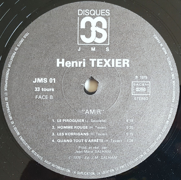 Henri Texier - Amir | Disques JMS (JMS 01) - 4 Henri Texier - Amir | Disques JMS (JMS 01) - 4