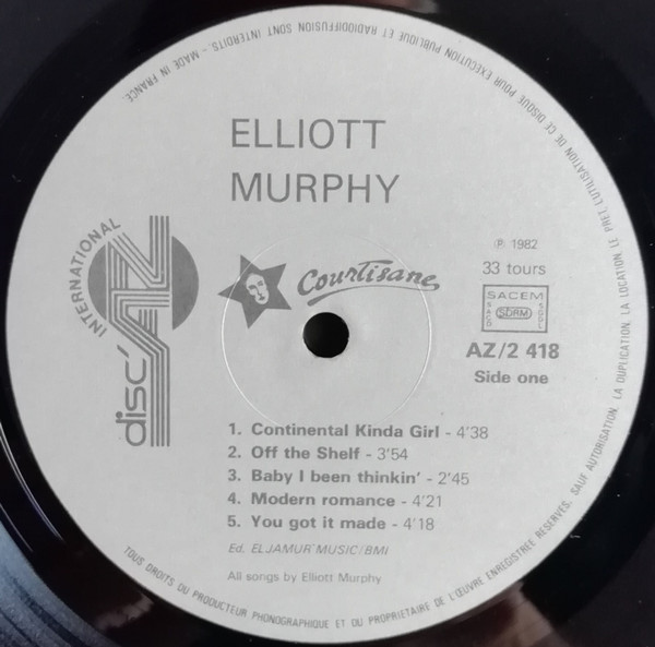 Elliott Murphy - Murph The Surf | Disc' AZ International (AZ/2 418) - 2 Elliott Murphy - Murph The Surf | Disc' AZ International (AZ/2 418) - 2