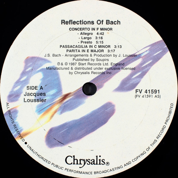 Jacques Loussier - Reflections Of Bach | Chrysalis (FV 41591) - 3