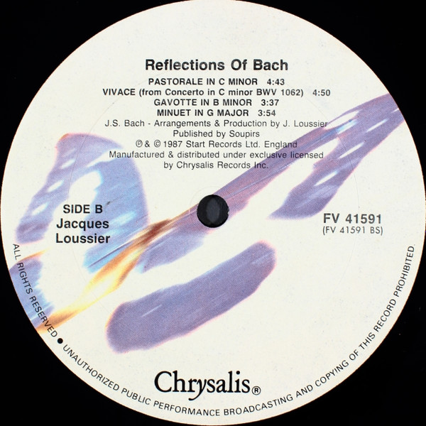 Jacques Loussier - Reflections Of Bach | Chrysalis (FV 41591) - 4