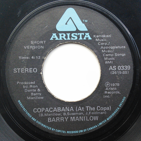 Barry Manilow - Copacabana (At The Copa) (7") [Vinyl] | Arista (AS 0339) - 2