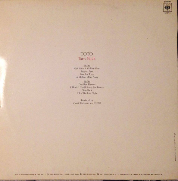 Toto - Turn Back | CBS (S 84609) - 2