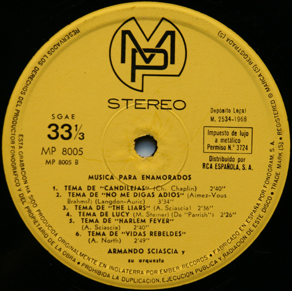Armando Sciascia Orchestra - Musica Para Enamorados | MP (MP-8005) - 4 Armando Sciascia Orchestra - Musica Para Enamorados | MP (MP-8005) - 4