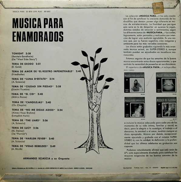 Armando Sciascia Orchestra - Musica Para Enamorados | MP (MP-8005) - 2 Armando Sciascia Orchestra - Musica Para Enamorados | MP (MP-8005) - 2