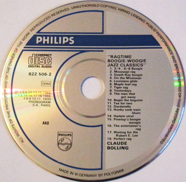 Claude Bolling - Ragtime Boogie-Woogie Jazz Classics | Philips (822 506-2) - 3 Claude Bolling - Ragtime Boogie-Woogie Jazz Classics | Philips (822 506-2) - 3