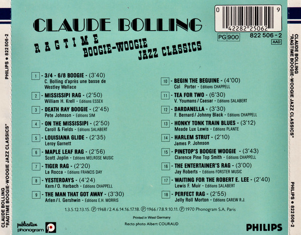 Claude Bolling - Ragtime Boogie-Woogie Jazz Classics | Philips (822 506-2) - 2 Claude Bolling - Ragtime Boogie-Woogie Jazz Classics | Philips (822 506-2) - 2