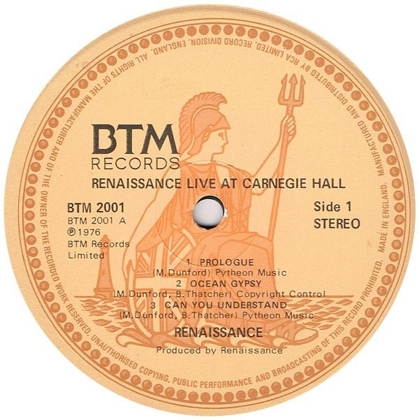 Renaissance - Live At Carnegie Hall | BTM Records (BTM 2001) - 3