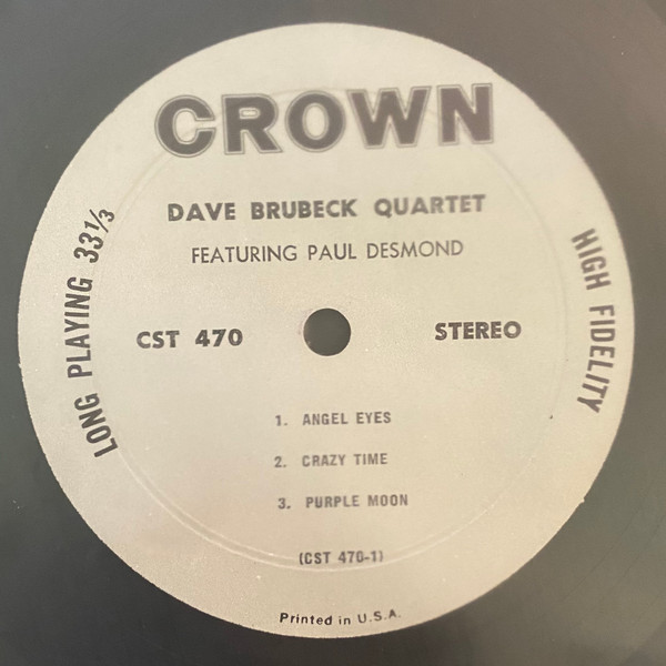 The Dave Brubeck Quartet ,  Featuring Paul Desmond , The George Nielsen Quartet - Angel Eyes [Vinyl] | Crown Records (CST 470) - 3