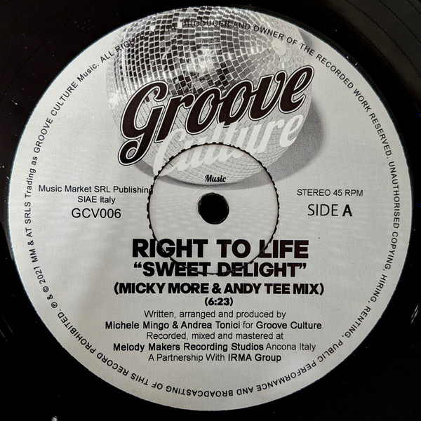 Right To Life - Sweet Delight (Micky More & Andy Tee Mix) | Groove Culture Music (GCV006) - main Right To Life - Sweet Delight (Micky More & Andy Tee Mix) | Groove Culture Music (GCV006) - main