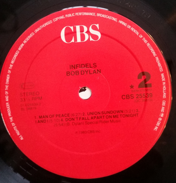Bob Dylan - Infidels | CBS (CBS 25539) - 4 Bob Dylan - Infidels | CBS (CBS 25539) - 4