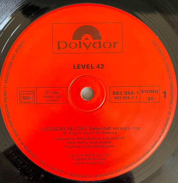 Level 42 - Lessons In Love (Extended Version) | Polydor (883 956-1) - 3