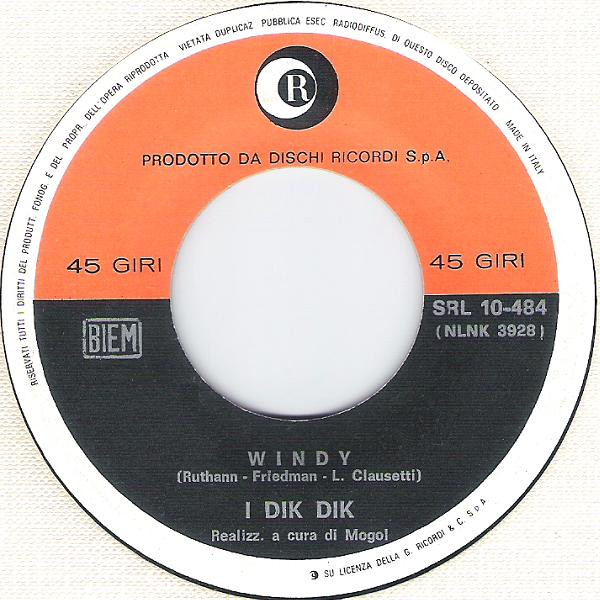 I Dik Dik - Inno / Windy | Ricordi (SRL 10-484) - 4