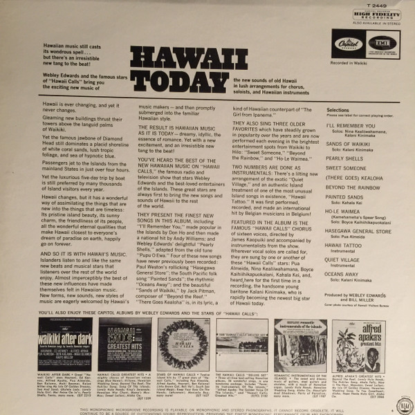 Webley Edwards - Hawaii Today | Capitol Records (T 2449)
