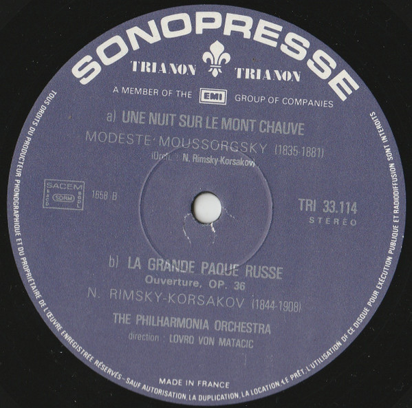 Lovro Von Matacic , Philharmonia Orchestra - Musique Russe | Trianon (TRI 33114) - 4