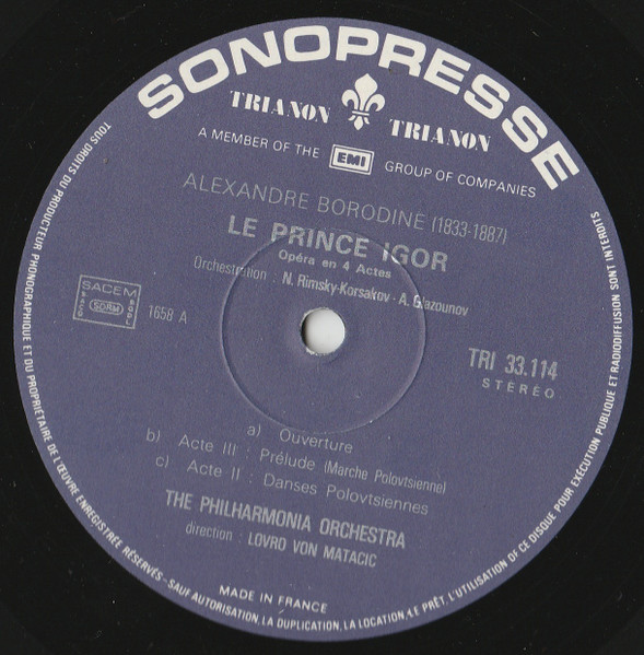 Lovro Von Matacic , Philharmonia Orchestra - Musique Russe | Trianon (TRI 33114) - 3