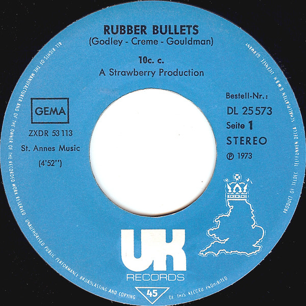 10cc - Rubber Bullets / Waterfall | UK Records (DL 25 573) - 2