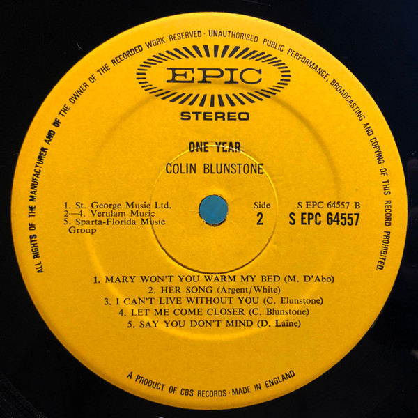Colin Blunstone - One Year | Epic (64557) - 4