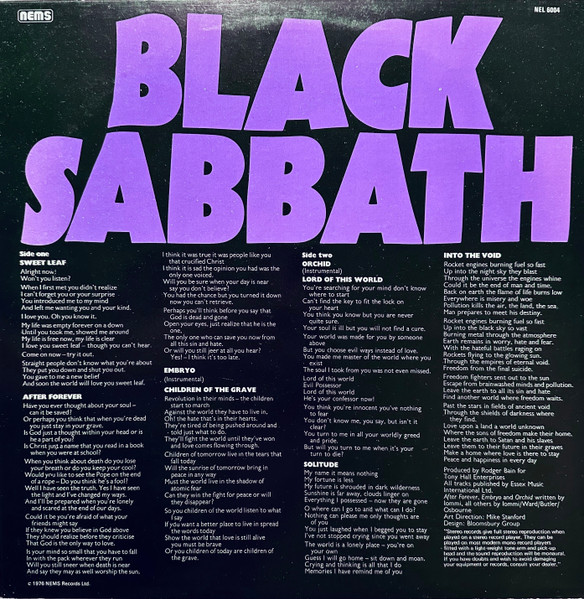 Black Sabbath - Master Of Reality | NEMS (NEL 6004) - 2