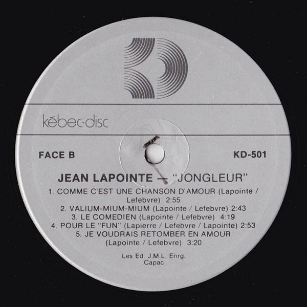 Jean Lapointe - Jongleur | Kébec-Disc (KD 501) - 4