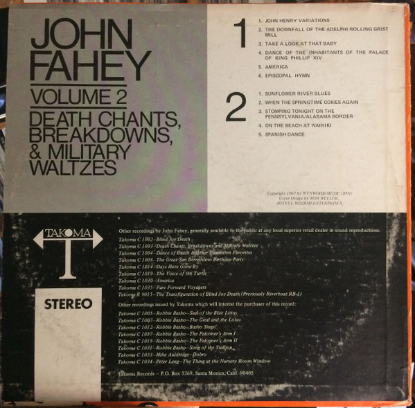 John Fahey - Volume 2 / Death Chants, Breakdowns & Military Waltzes | Takoma (C-1003) - 2 John Fahey - Volume 2 / Death Chants, Breakdowns & Military Waltzes | Takoma (C-1003) - 2