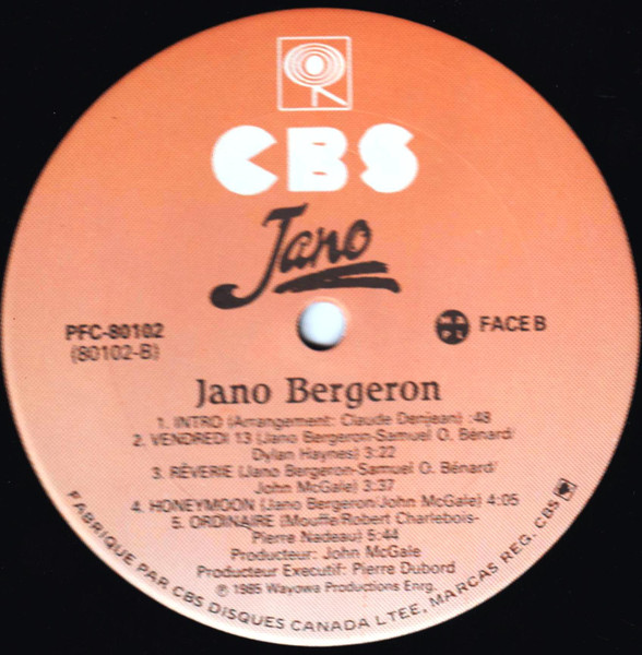 Jano Bergeron - Jano [Vinyl] | CBS (PFC 80102) - 4
