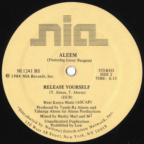 Aleem Featuring Leroy Burgess - Release Yourself | NIA Records (NI 1241) - 2 Aleem Featuring Leroy Burgess - Release Yourself | NIA Records (NI 1241) - 2