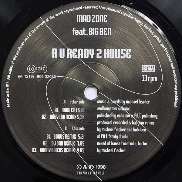 Mad Zone Feat. Big Ben - R U Ready 2 House | Bigfoot (M 1216) - main