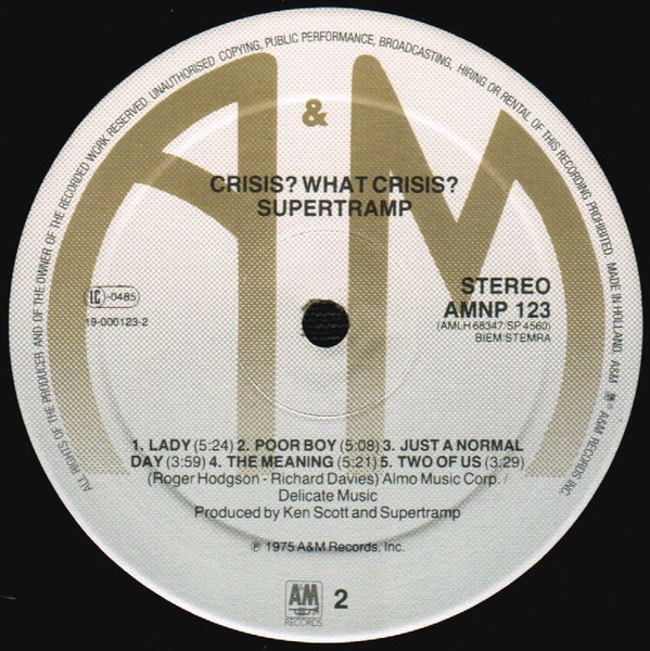 Supertramp - Crisis? What Crisis? | A&M Records (AMNP 123) - 4 Supertramp - Crisis? What Crisis? | A&M Records (AMNP 123) - 4