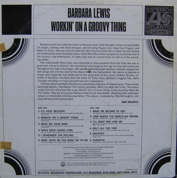 Barbara Lewis - Workin' On A Groovy Thing | Atlantic (SD 8173) - 2