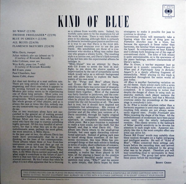 Miles Davis - Kind Of Blue | CBS (S BPG 62066) - 2