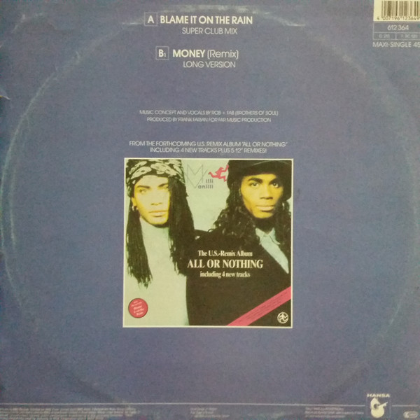 Milli Vanilli - Blame It On The Rain | RCA (612 364) - 3