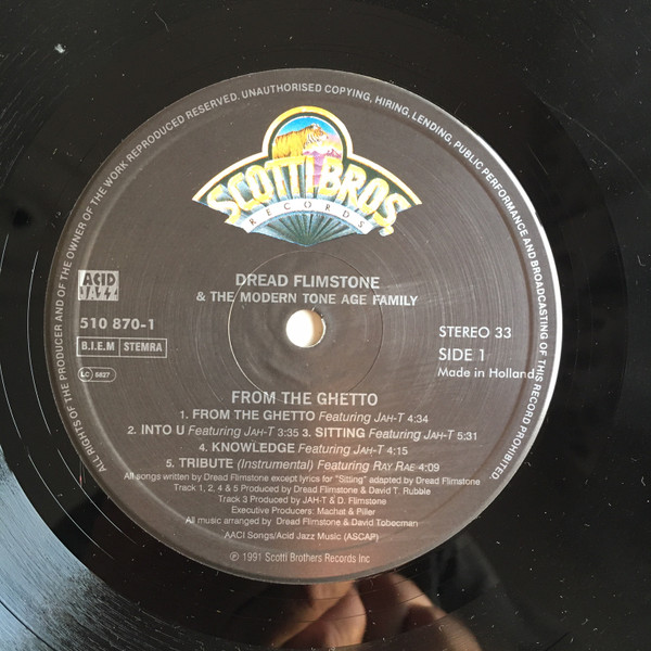 Dread Flimstone And The Modern Tone Age Family - From The Ghetto | Scotti Bros. Records (510 870 - 1) - 3