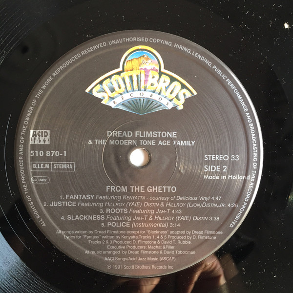 Dread Flimstone And The Modern Tone Age Family - From The Ghetto | Scotti Bros. Records (510 870 - 1) - 4