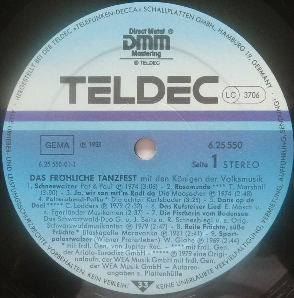 Various - Das Fröhliche Tanzfest (Die Schönsten Lieder Zum Feiern) | TELDEC (6.25550 BU) - 3